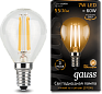 Лампа Gauss Filament Шар 7W 550lm 2700К Е14 LED 1/10/50