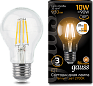 Лампа Gauss Filament А60 10W 930lm 2700К Е27 шаг. диммирование LED 1/10/40