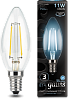 Лампа Gauss Filament Свеча 11W 830lm 4100К Е14 LED 1/10/50