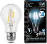 Лампа Gauss Filament А60 10W 970lm 4100К Е27 шаг. диммирование LED 1/10/40